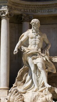 old historical statues trevi fountain rome aged stonework intricate design famous sculptures closeup view sculpture material baroque 
