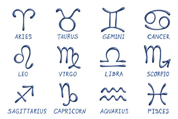 Set of 3d zodiac signs Astrology clipart Elements for design