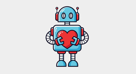 Fototapeta premium Charming Robot with a Heart, Perfect for Tech-Themed Valentine's Day and AI Romance, A Fun and Whimsical Design for Modern Celebrations
