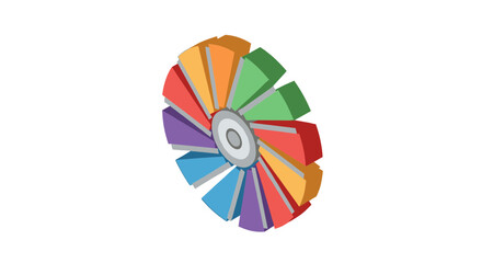 Obraz premium Vibrant 3D wheel graphic with spectrum of colors represents diversity, unity, and organization for project management or data analysis, originally vector