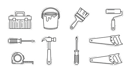A collection of essential tools for home improvement and repair projects.