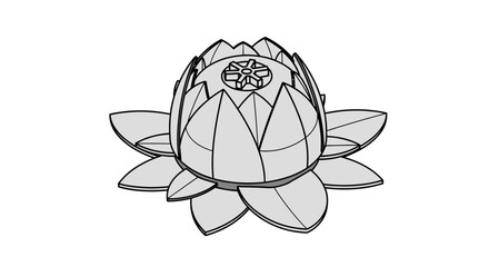 Elegant Lotus Blossom Design, Symbolizing Purity and Spiritual Awakening, Ideal for Meditation and Wellness Brands, Originally a Scalable Vector Graphic