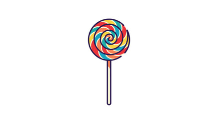 A colorful swirled lollipop on a white background presented in a pixel art style.