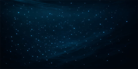 Blue starry space background with clouds