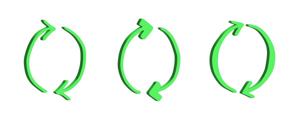 Set of 3d recycle arrow icon Recycling resources symbol Reuse of materials, zero waste, green...