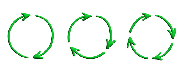 Set of 3d recycle arrow icon Recycling resources symbol Reuse of materials, zero waste, green...