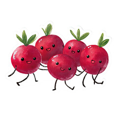 Happy Radishes Running Together