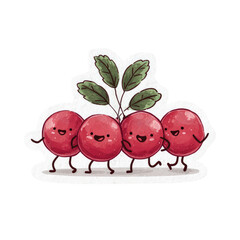 Happy Cartoon Cherries Walking Together
