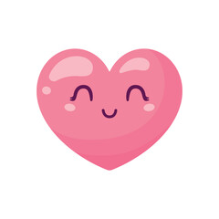 Cute cartoon heart. Isolated white background. Vector illustration