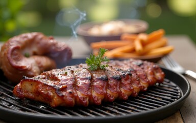 BBQ Ribs Feast, Outdoor Party, Summer Fun. High quality