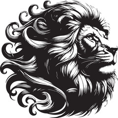 monochrome of head lion mascot