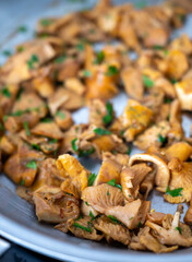 Chanterelle Mushrooms Cooked in Butter with Fresh Parsley