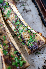 Close up of Beef Bone Marrow Roasted