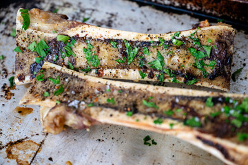 Close up of Beef Bone Marrow Roasted