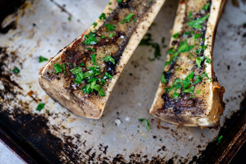 Close up of Beef Bone Marrow Roasted