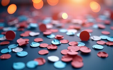 The Labor Day festivities feature vibrant confetti and festive decorations that enhance the celebratory atmosphere of this important holiday. High quality