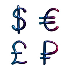 3d multiple currencies symbol set Dollar euro pound ruble
