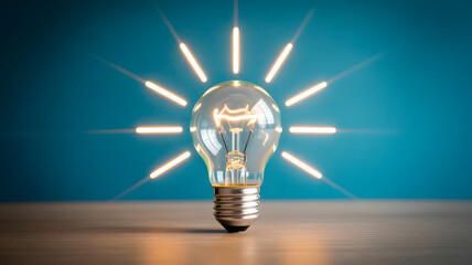 Bright idea lightbulb glowing with radiant energy, symbolizing inspiration and innovation