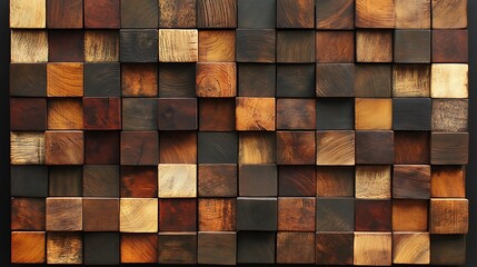 Wooden blocks of different colors and textures create a unique background