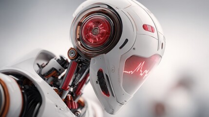 Futuristic robot featuring a red light iconic of ai trading bots and their impact on financial market dynamics and analysis