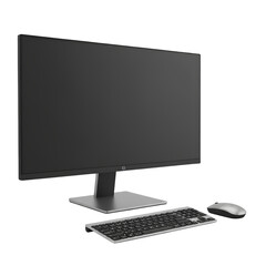 Fototapeta premium Computer monitor with keyboard on white background technology workspace illustration