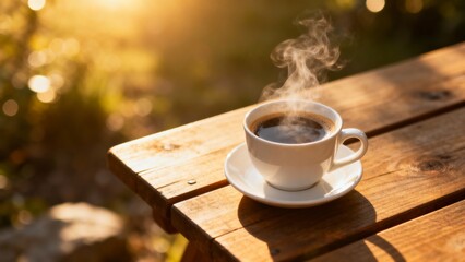 Obraz premium Outdoor Coffee with Sunlight Bokeh
