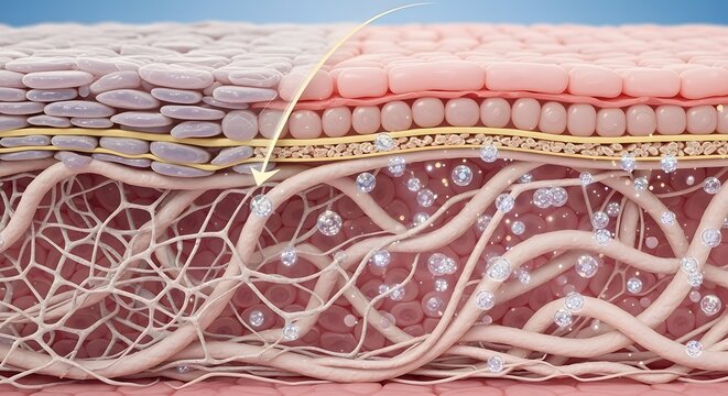 Detailed cross section of human skin layers showing epidermis dermis and hypodermis