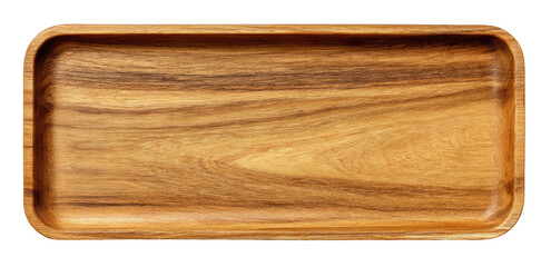 Rectangular wooden tray with rounded corners and natural wood grain