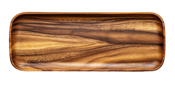 Rustic wooden tray with rich grain pattern, a versatile serving dish