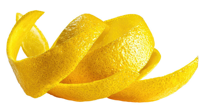 Yellow citrus peel spiraling on a transparent background - Powered by Adobe