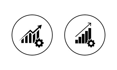 Growth optimization icon in circular outline. Business analytics and performance improvement symbol
