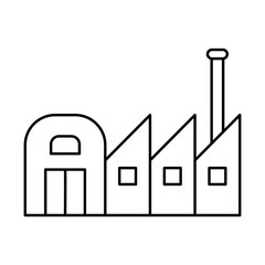 Industrial factory buildings icons. Factory and industrial vector line icon set.