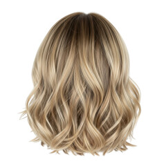 Fototapeta premium Wavy blonde hair styled in a bob isolated on transparent background