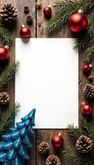 Elegant Flat Lay Composition of Christmas Decor and Blank Space