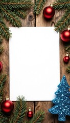 Winter Holiday Layout with Blank Space and Christmas Decorations