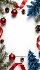 Christmas Themed Workspace Mockup with Blank Canvas and Decorations