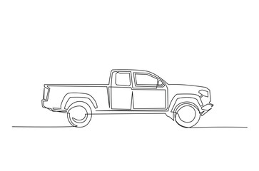 Old Pickup Truck in continuous one line drawing. Single line art illustration of Vintage Pick Up Truck. Editable vector.