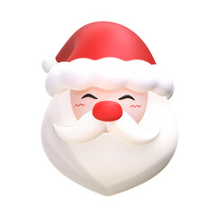 A 3D stylized Santa Claus face wearing a red hat and sporting a large white beard and mustache.