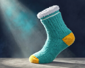 Knitted Textile Footwear Sock Aqua Gold Accessory Warm Comfort Garment Studio