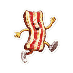 Cartoon Bacon Slice Character Running