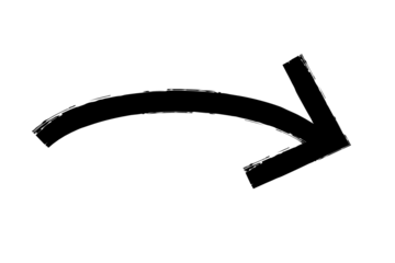 Black curved arrow points to right on transparent background