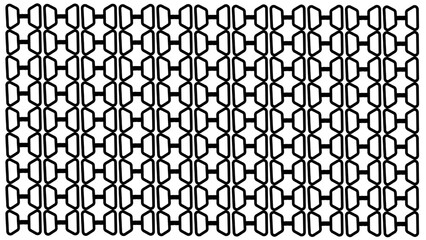 Seamless Geometric Interlocking Chain Link Outline Pattern, Black on White Background