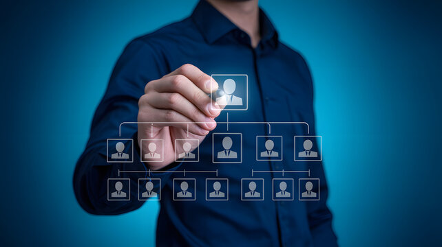 Professional designing organizational chart with digital pen for business strategy - Powered by Adobe