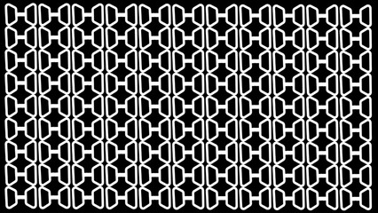 Seamless Geometric Interlocking Chain Link Pattern, White on Black Background