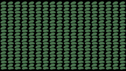 Seamless Repeating Organic Bean Shapes Pattern, Dark Sage Green on Black Abstract Background