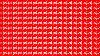 Seamless Geometric Quatrefoil Outline Pattern, White on Vibrant Red Background