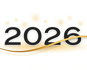 Elegant 2026 New Year Graphic Element with Golden Swirls Celebration Event Banner