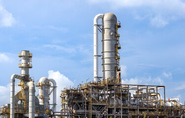 oil refinery petrochemical plant oil gas and energy production with flare stack smoke pollution emission, chemical and polymer production engineering technology for climate change control efficiency