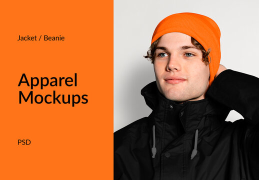 Trendy Beanie Jacket Mockup Design PSD