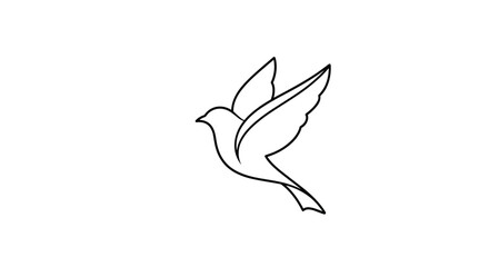 A delicate line drawing of a bird in flight gracefully soaring upwards into the sky.